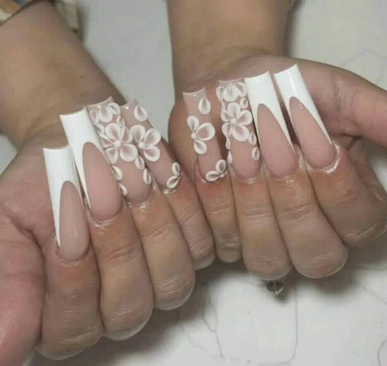 french tip nail designs with flowers 041 1fb14916a9