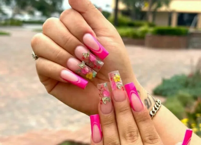 french tip nail designs with flowers 043 62b385356e