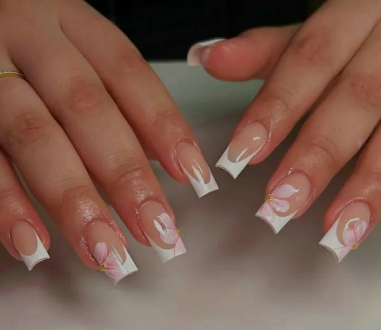 french tip nail designs with flowers 045 5917b0d40a