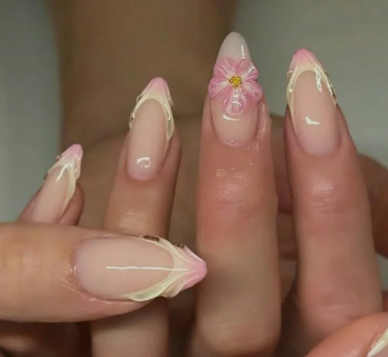 french tip nail designs with flowers 046 f3df7a5c64