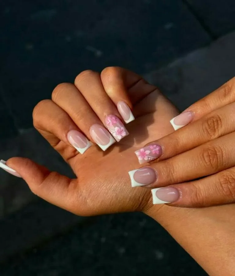 french tip nail designs with flowers 047 da5df69e7b