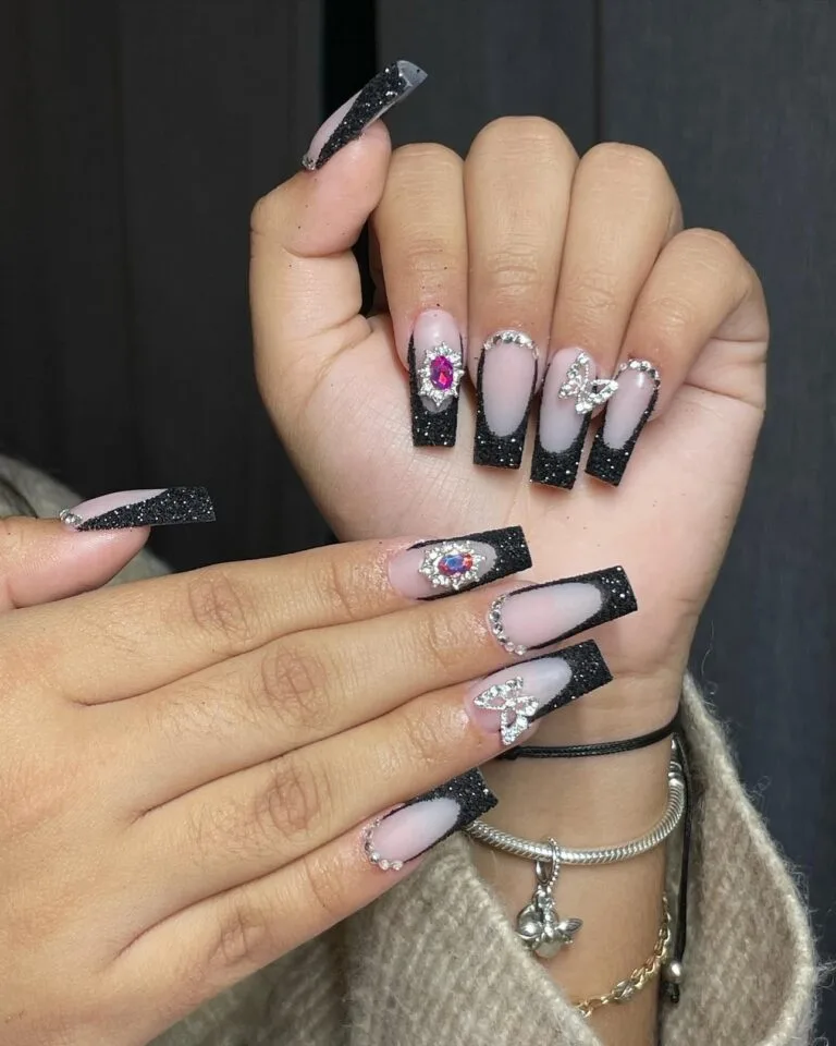 french tip nail designs with glitter 009 3627360eff