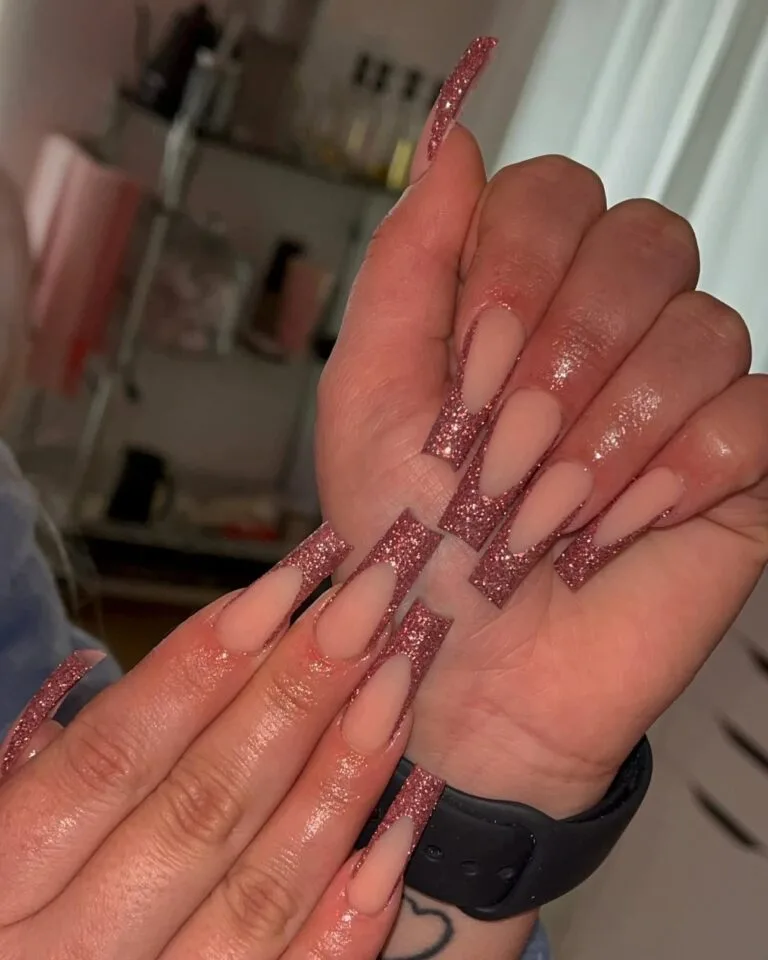 french tip nail designs with glitter 013 1ce0d8c890
