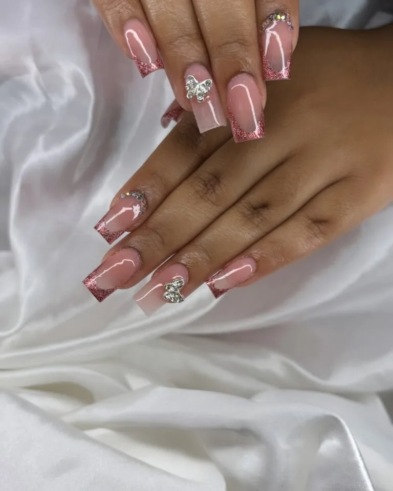 french tip nail designs with glitter 034 2e0e1eb2a3