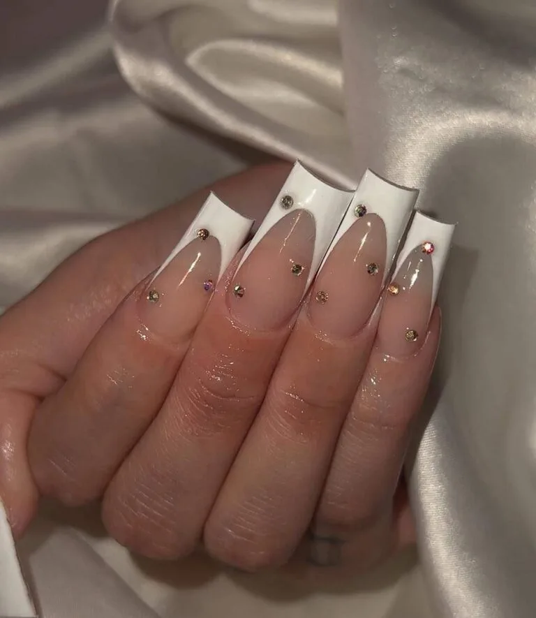 french tip nail designs with rhinestones 003 3e6d339b3f