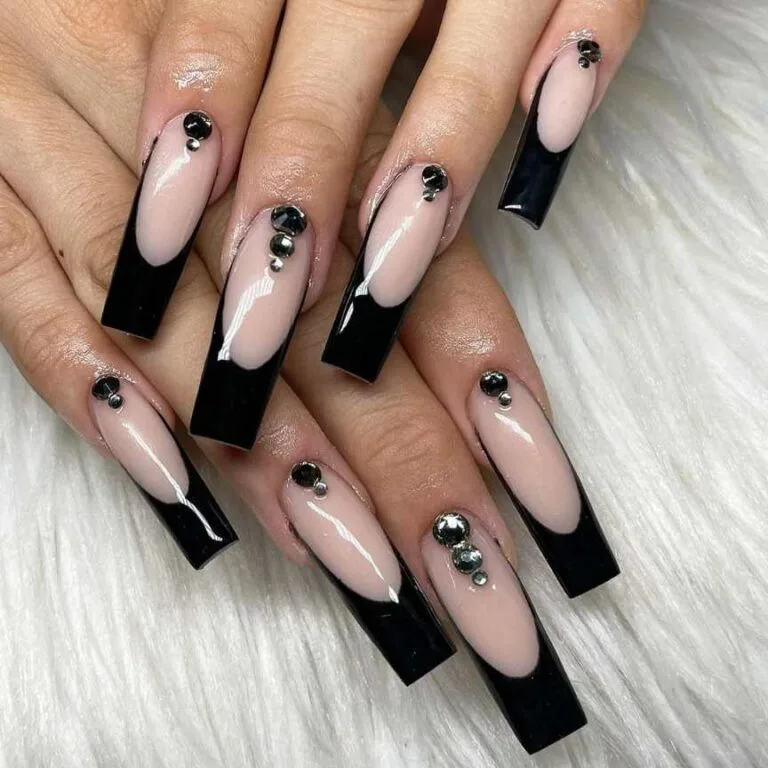 french tip nail designs with rhinestones 007 40d04431b3