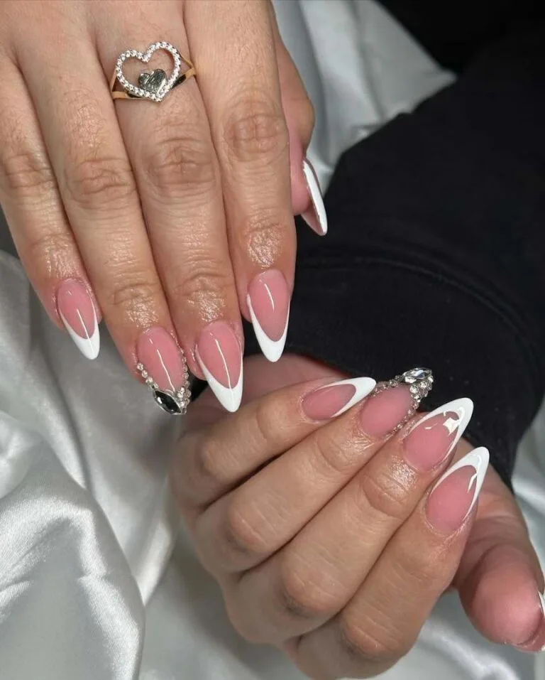 french tip nail designs with rhinestones 010 678351159c