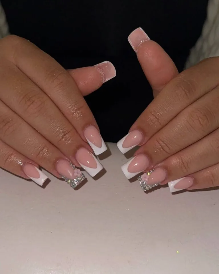 french tip nail designs with rhinestones 013 db70837d2a
