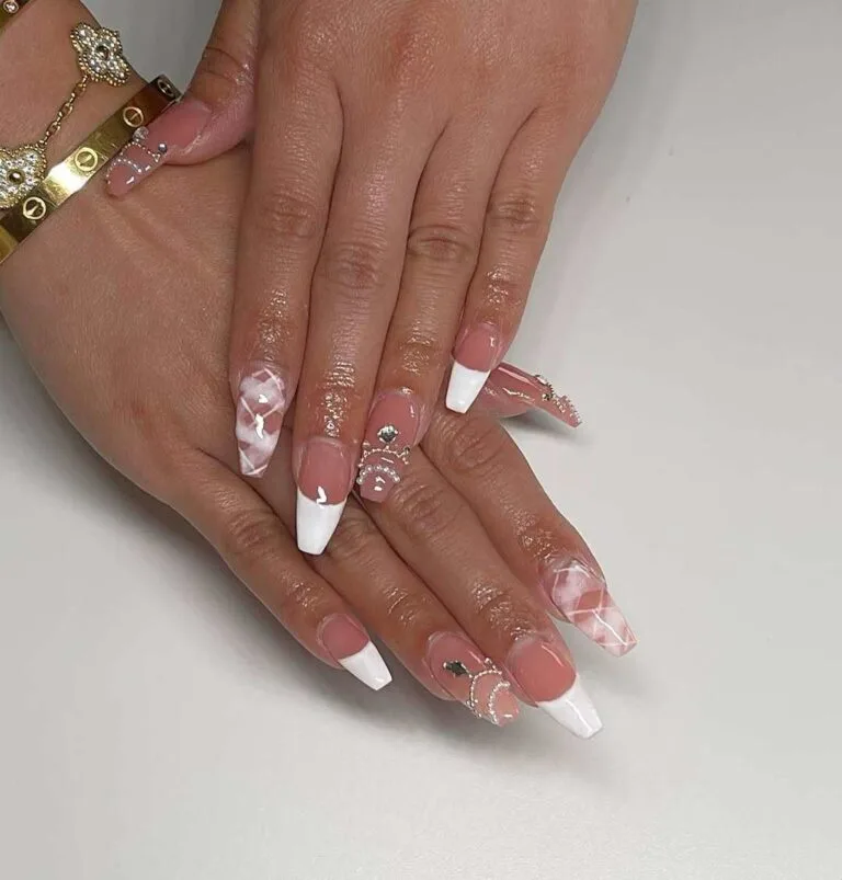 french tip nail designs with rhinestones 015 8893e542c6