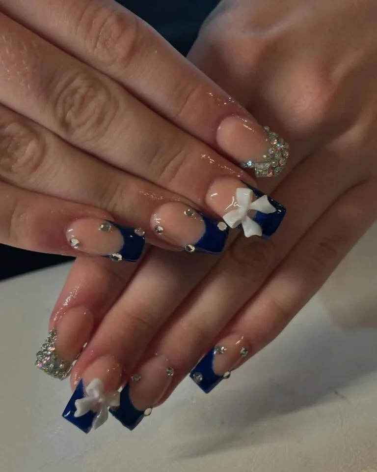 french tip nail designs with rhinestones 017 900b09f1e9