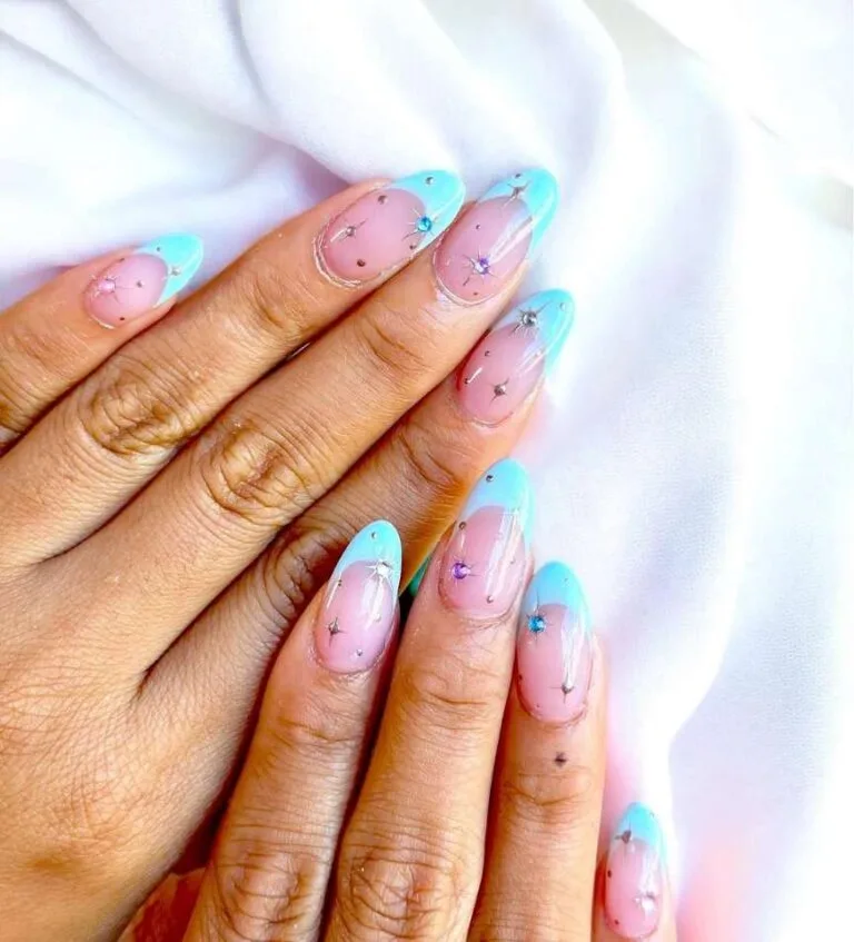 french tip nail designs with rhinestones 027 741322ec2b