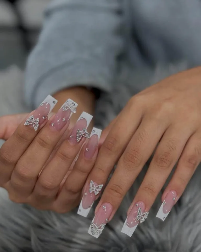 french tip nail designs with rhinestones 029 c20fce2941