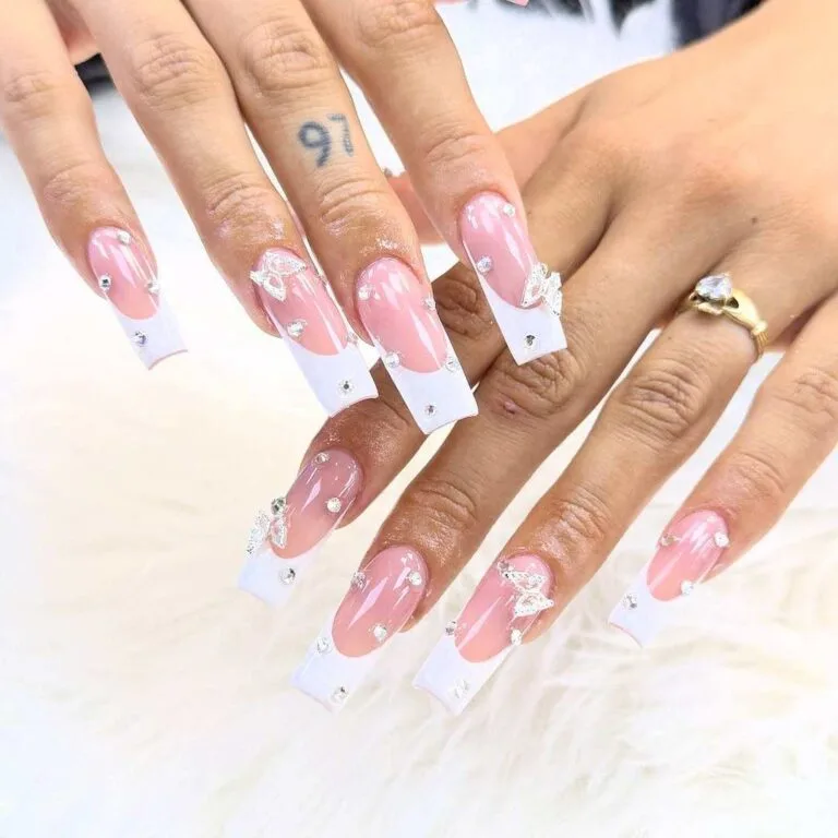 french tip nail designs with rhinestones 035 b630275e37