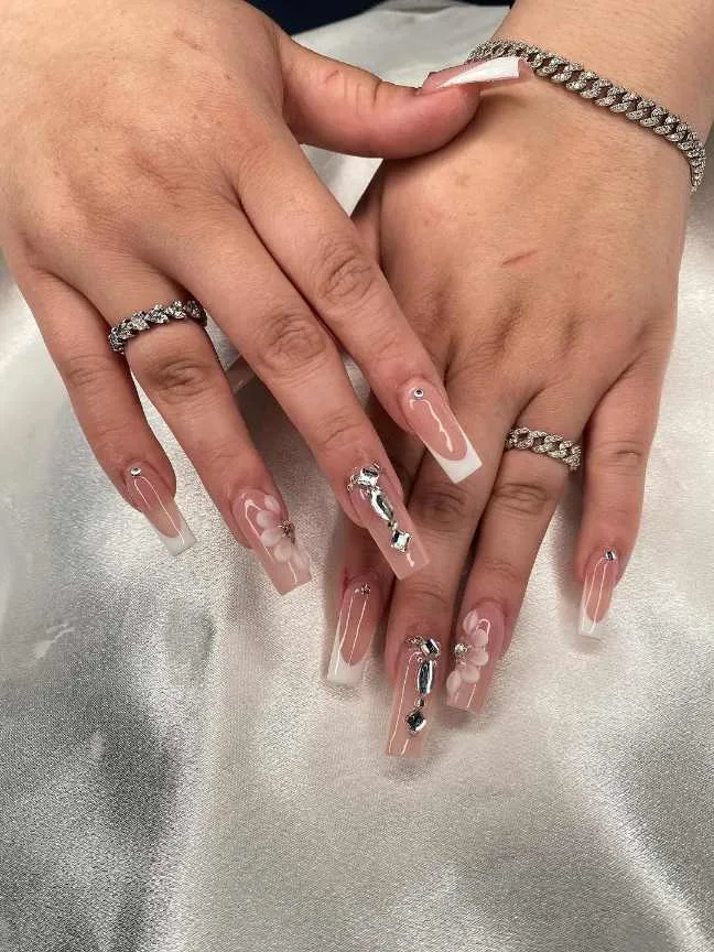 french tip nail designs with rhinestones 036 720680a19c