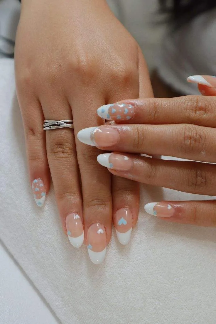 french tip nails with heart design 010 1ed324b41c