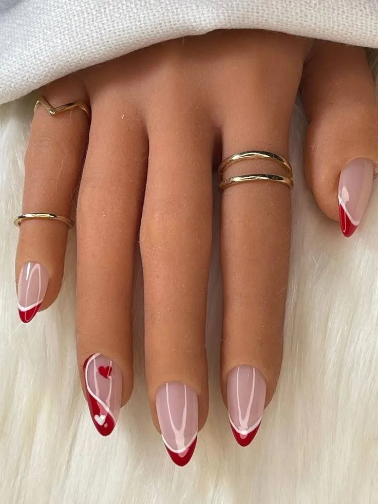 french tip nails with heart design 013 54bcafbc57