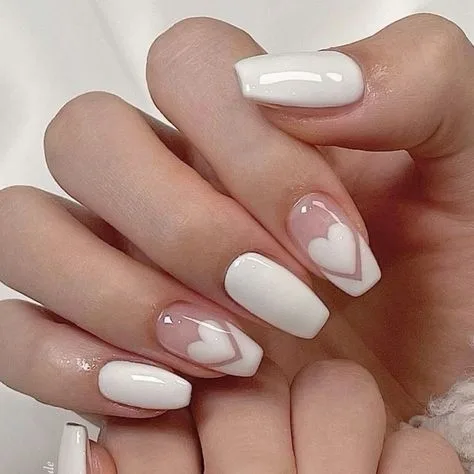 french tip nails with heart design 015 769554a40c