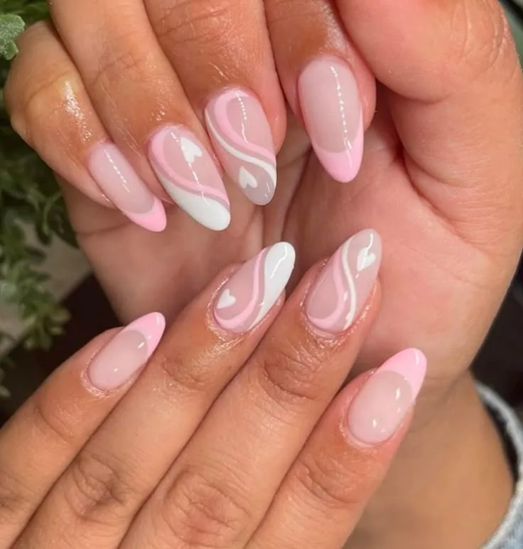 french tip nails with heart design 016 bf6cb68a45