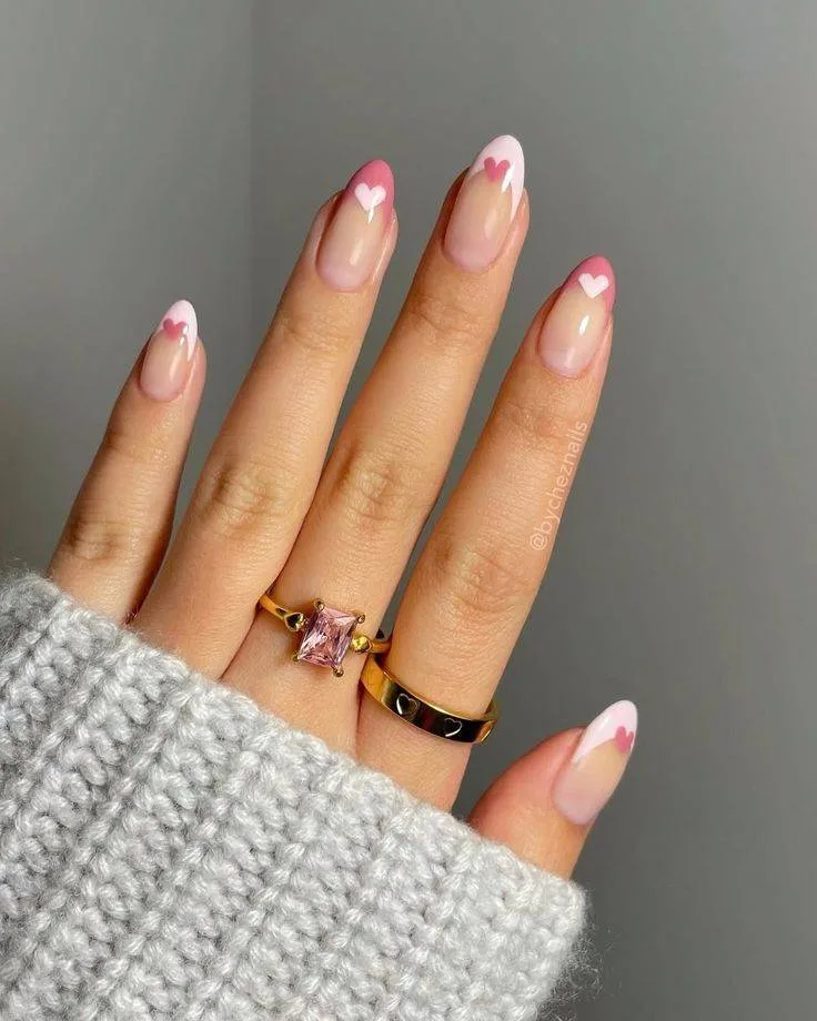french tip nails with heart design 017 d5aaf69b31