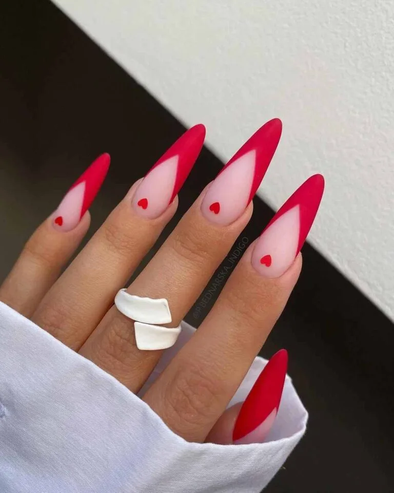 french tip nails with heart design 018 f33e741255