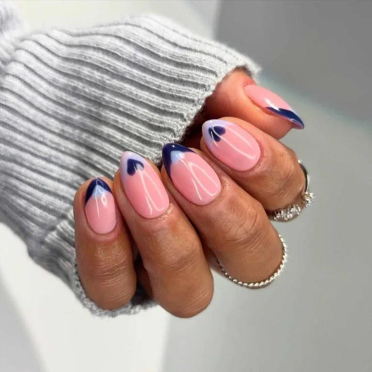 french tip nails with heart design 025 96a856cddf