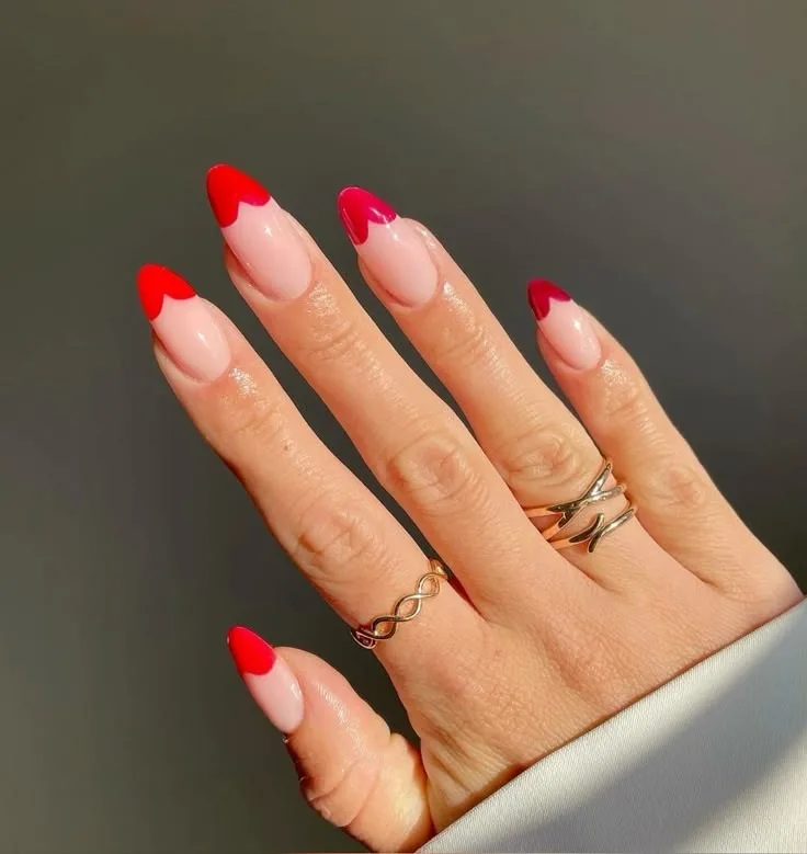 french tip nails with heart design 026 a892748879