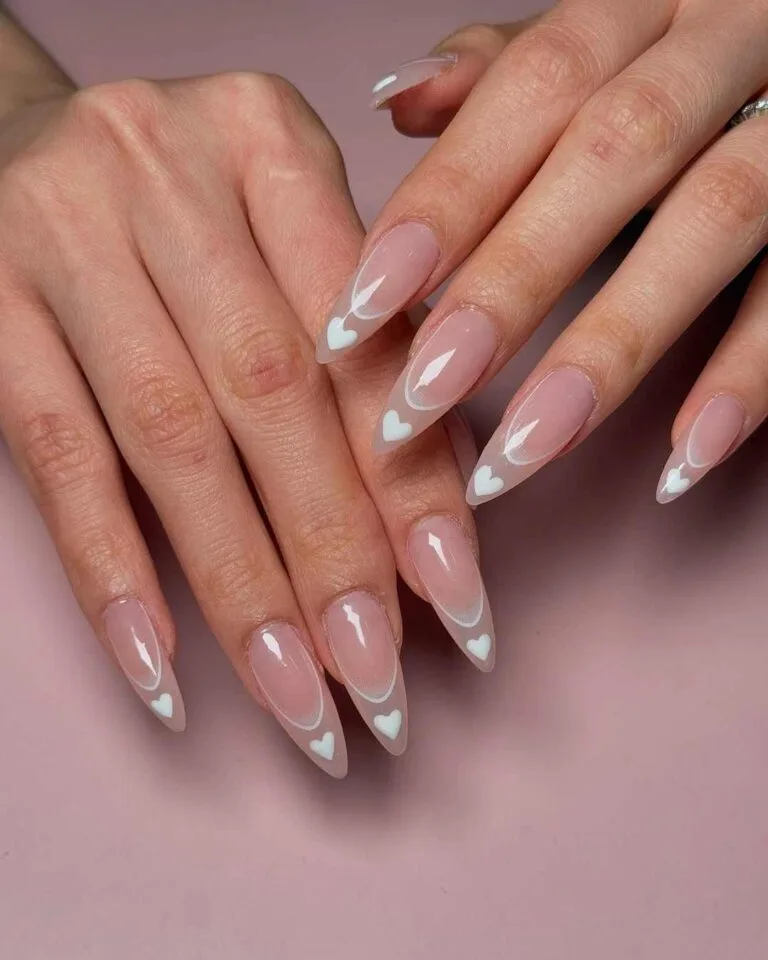 french tip nails with heart design 033 13ebd50d75