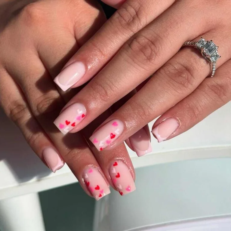 french tip nails with heart design 034 bdf701e5a6