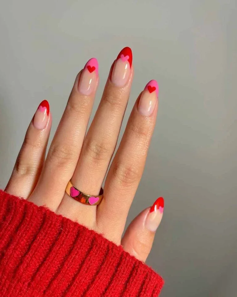 french tip nails with heart design 039 c5811aca37