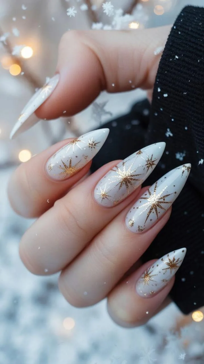 Gold Winter Nails That Sparkle Through the Season 1