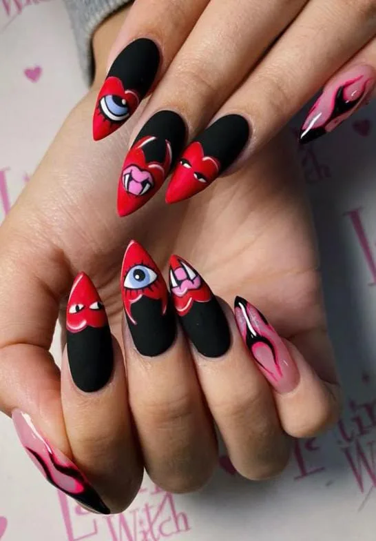 goth valentines nails 033 5877542743