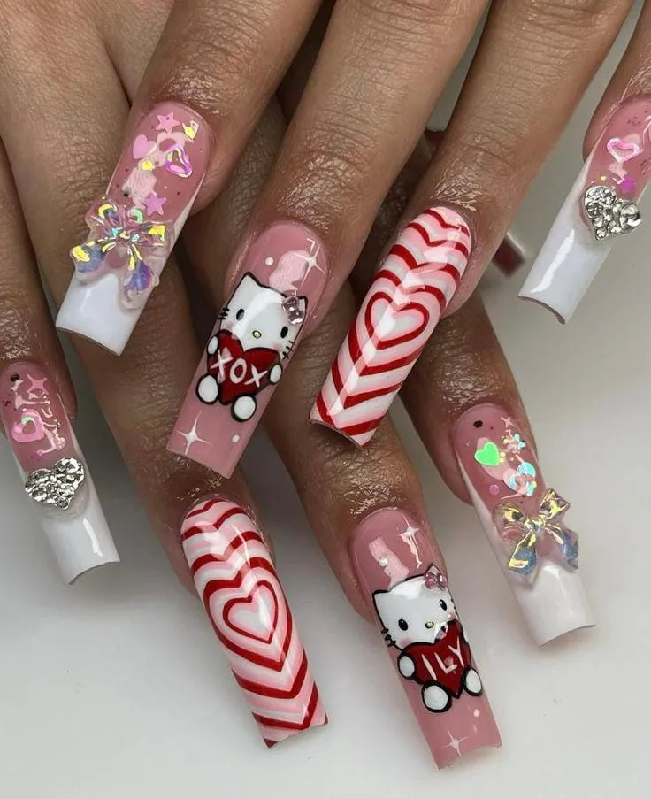 hello kitty valentines nails 019 3d893090f0