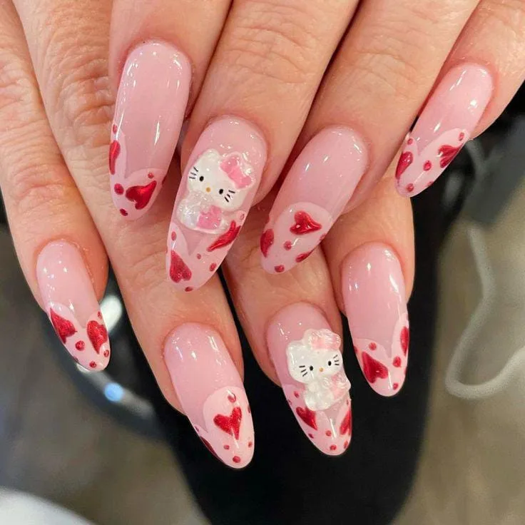 hello kitty valentines nails 025 9879549f47