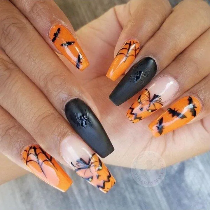 jack o lantern nails that are perfect fo 039 c9b1a9f405