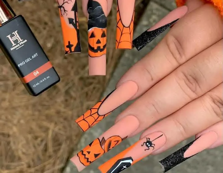 jack o lantern nails that are perfect fo 047 be28d50b46