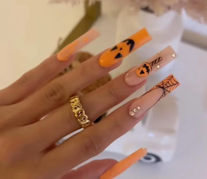 jack o lantern nails that are perfect fo 048 85381e1196