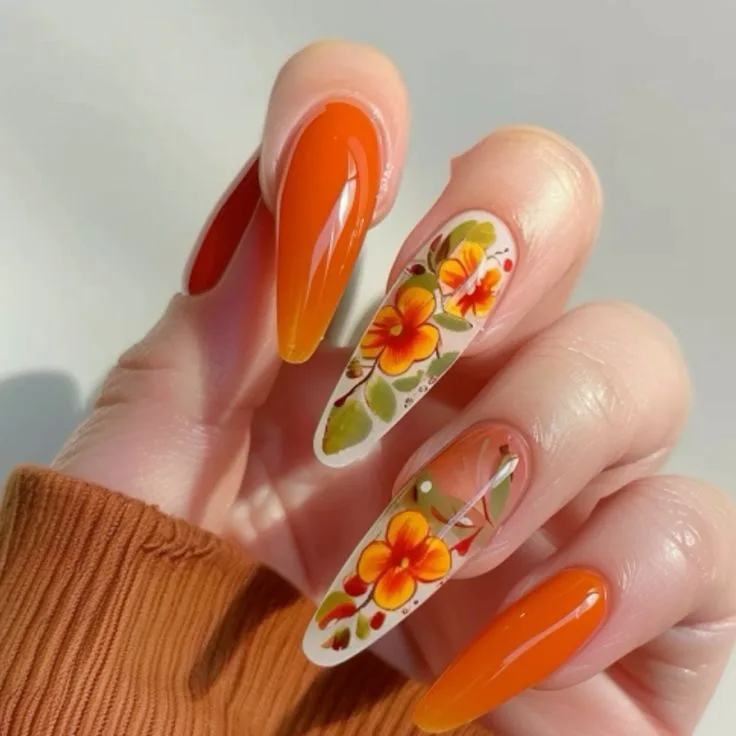 50+ Orange Fall Nails for a Cozy Autumn Look 1