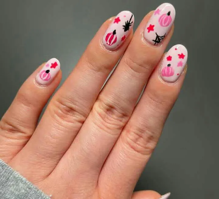 Cute and Creative Pink Halloween Nails to Stand Out 1