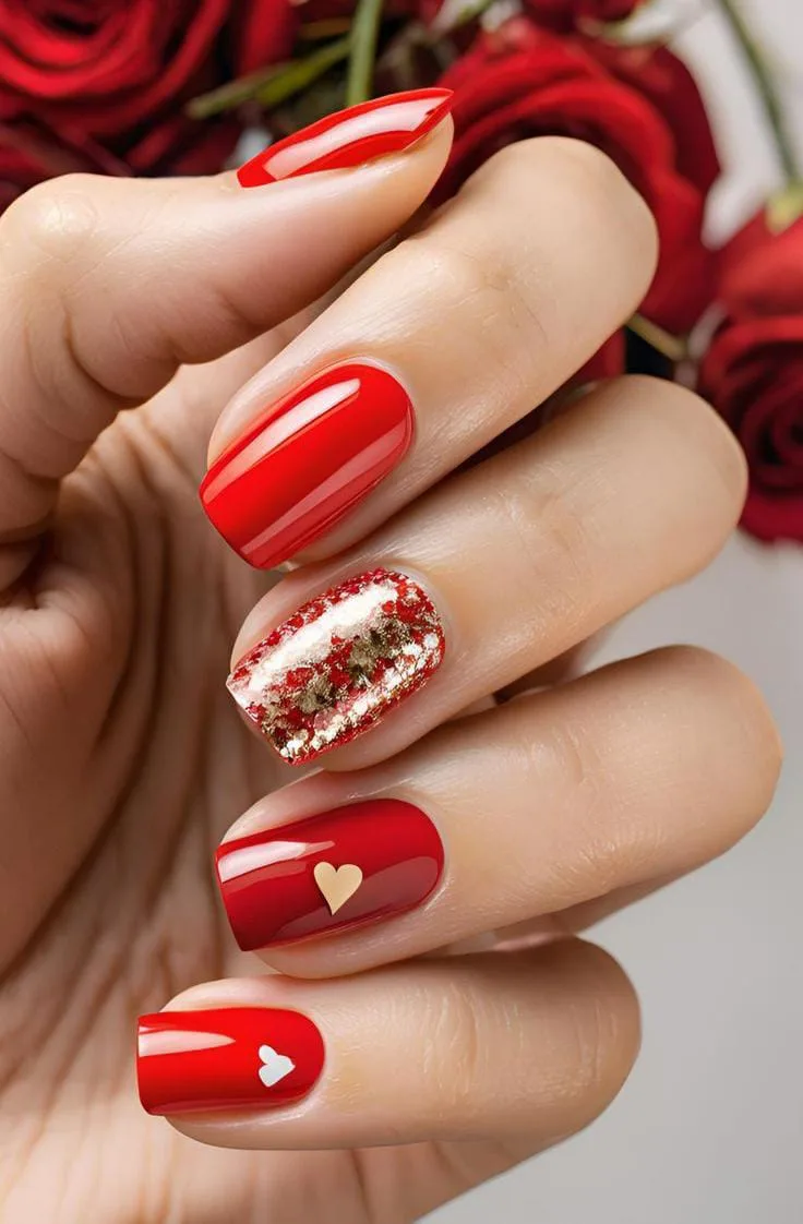 red and gold valentines nails 003 f9e59a7808
