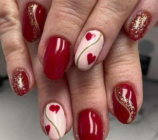red and gold valentines nails 011 2d3fd5cb54