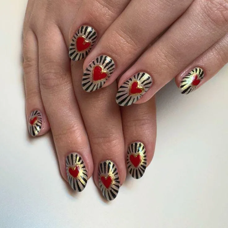 red and gold valentines nails 017 410e59b2ff