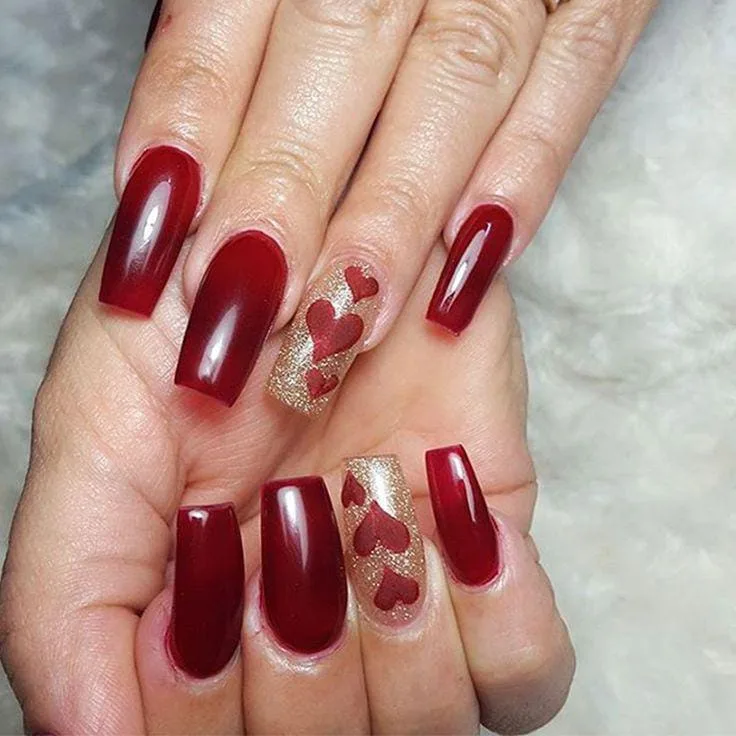 red and gold valentines nails 030 caa914f7ee
