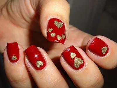 red and gold valentines nails 034 2b3d9de742