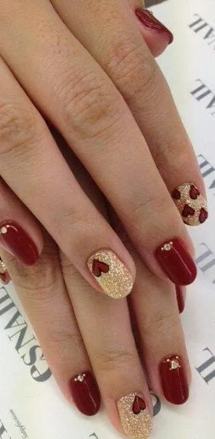 red and gold valentines nails 035 5f912b3ce8