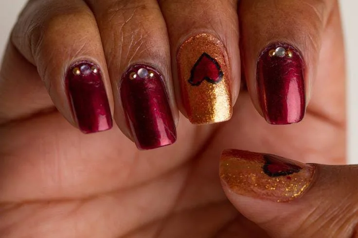 red and gold valentines nails 036 6fd90750b7