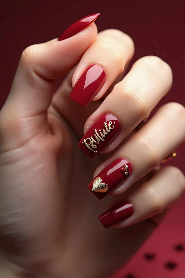red and gold valentines nails 037 b837399d20