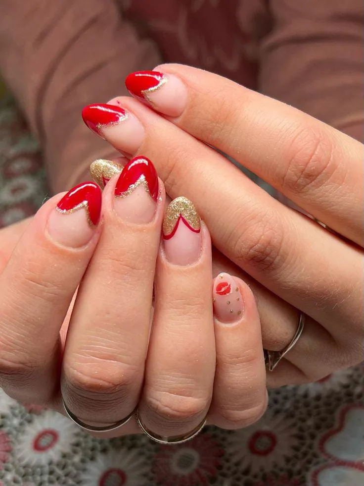 red and gold valentines nails 039 d29085838a