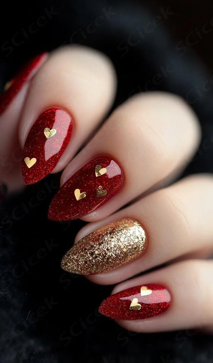 red and gold valentines nails 044 e681aca169