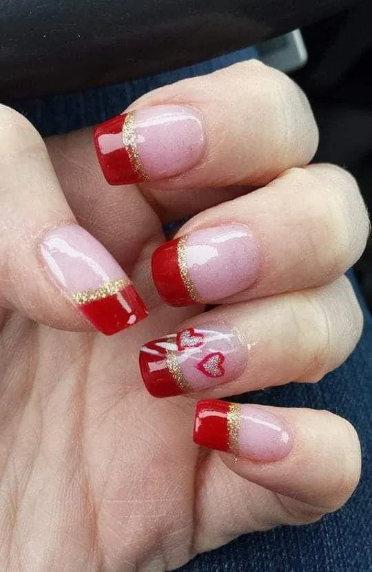 red and gold valentines nails 045 c69660eba4