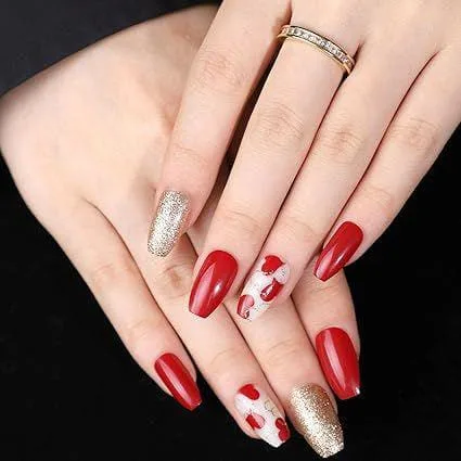 red and gold valentines nails 049 5e7022433e